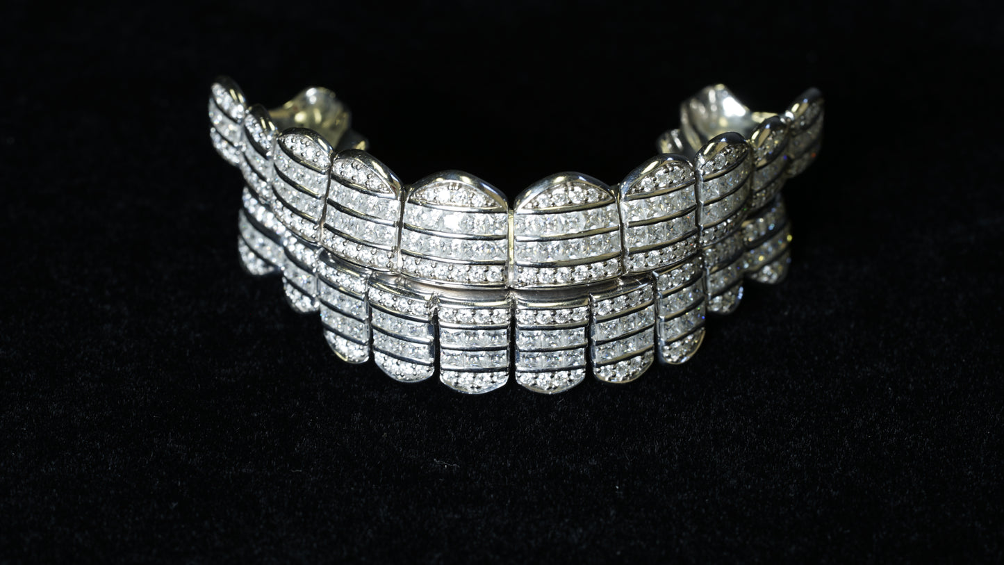 Moissanite Princess Cut 925 Silver Diamond Grillz