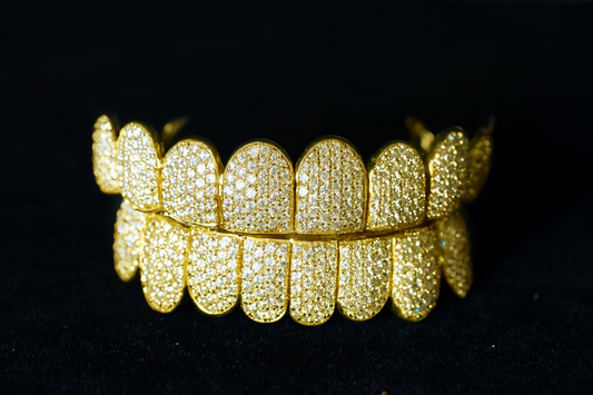 Honeycomb Gold Moissanite Grillz
