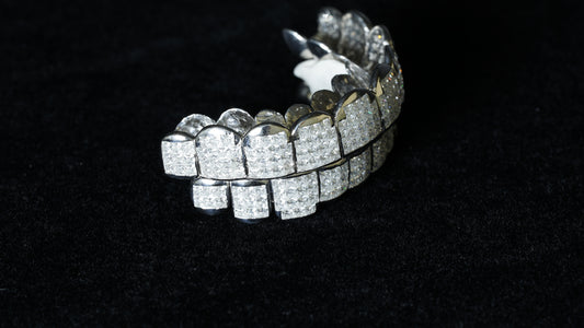 Princess Cut Invisible Set 925 Silver Moissanite Diamond Grillz