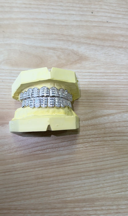 Moissanite Princess Cut 925 Silver Diamond Grillz