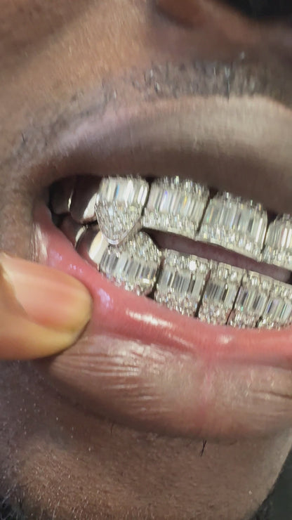Moissanite Baguette 925 Silver Diamond Grillz